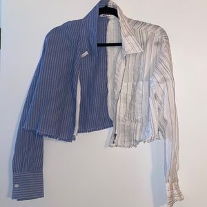 Half and half zip-up crop top